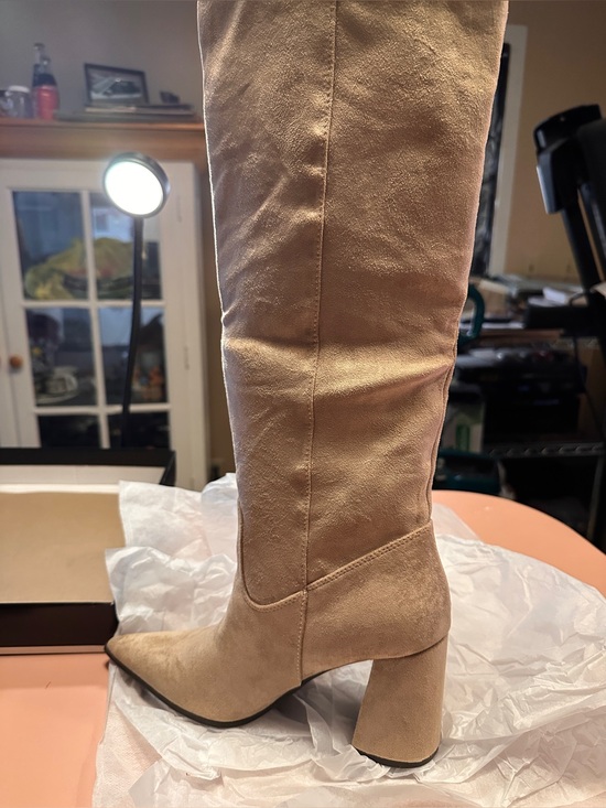 Madden Girl Shoes - NWT Madden Girl Beige Shakke Fringe Knee-High Block Heel Boots